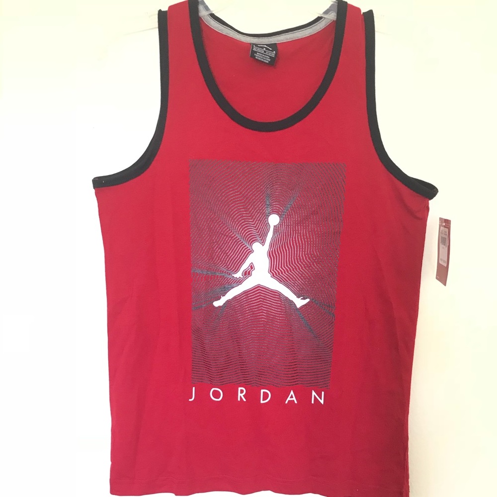 Sleeveless Jordan shirt.